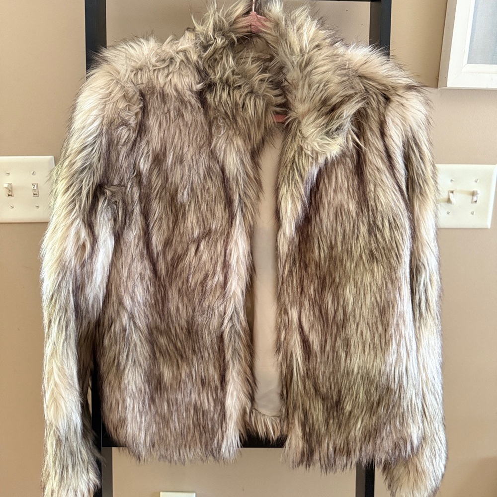 Fashion Nova Faux Fur Teddy Jacket - Brown